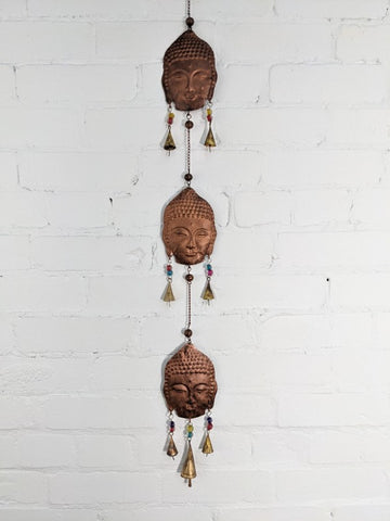 Hanging Buddha Head String with Beads and Bells