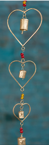 Hanging Heart Chime With Bells and Beads