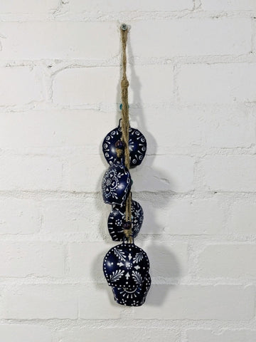 Hanging Blue Painted Bells Garland