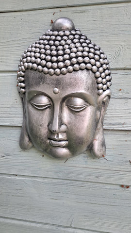 Silver Buddha Head Plaque