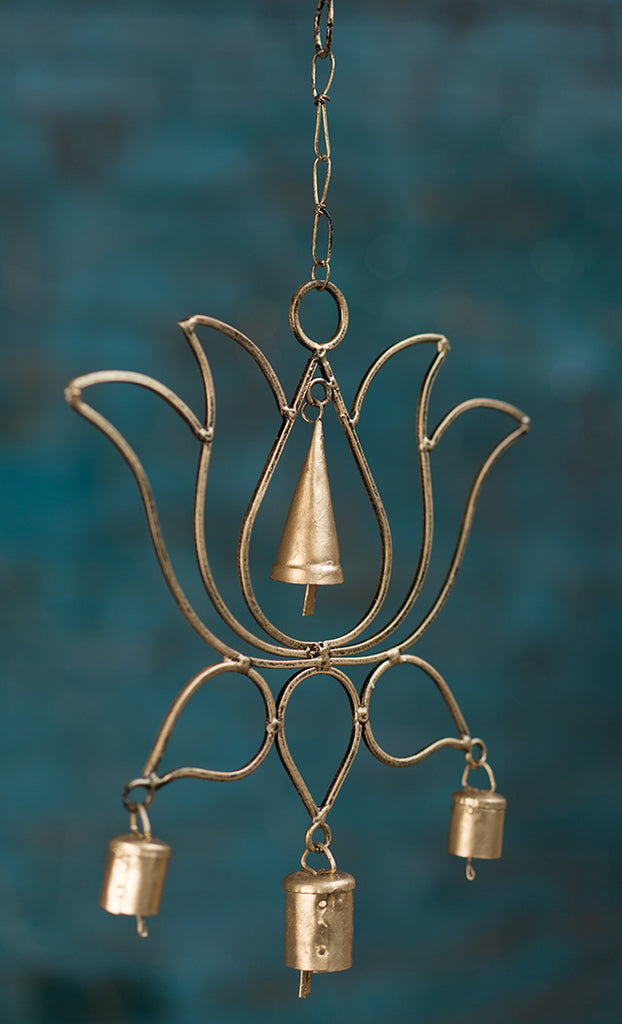Hanging Lotus flower Chime With Beads and Bells