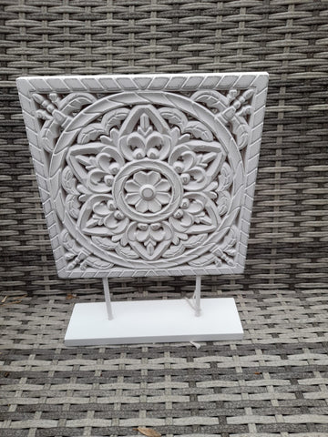 Wooden Mandala Plaque on Stand
